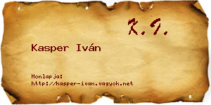 Kasper Iván névjegykártya